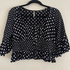 Free People Polka Dot Smocked Top